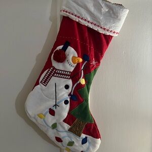 Pottery Barn Kids Snowman with Lights Quilted Christmas Stocking,Red,No Monogram